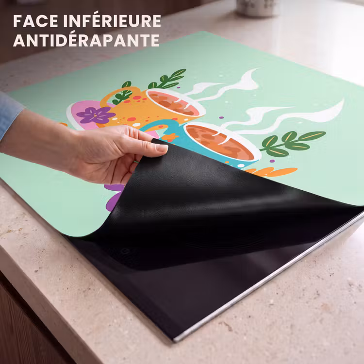 Protection plaque induction - Thé - Illustration - Tasses - Fleurs — 7