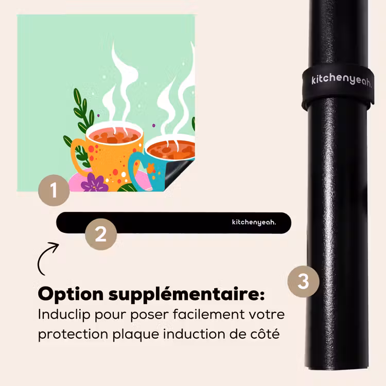 Protection plaque induction - Thé - Illustration - Tasses - Fleurs — 8