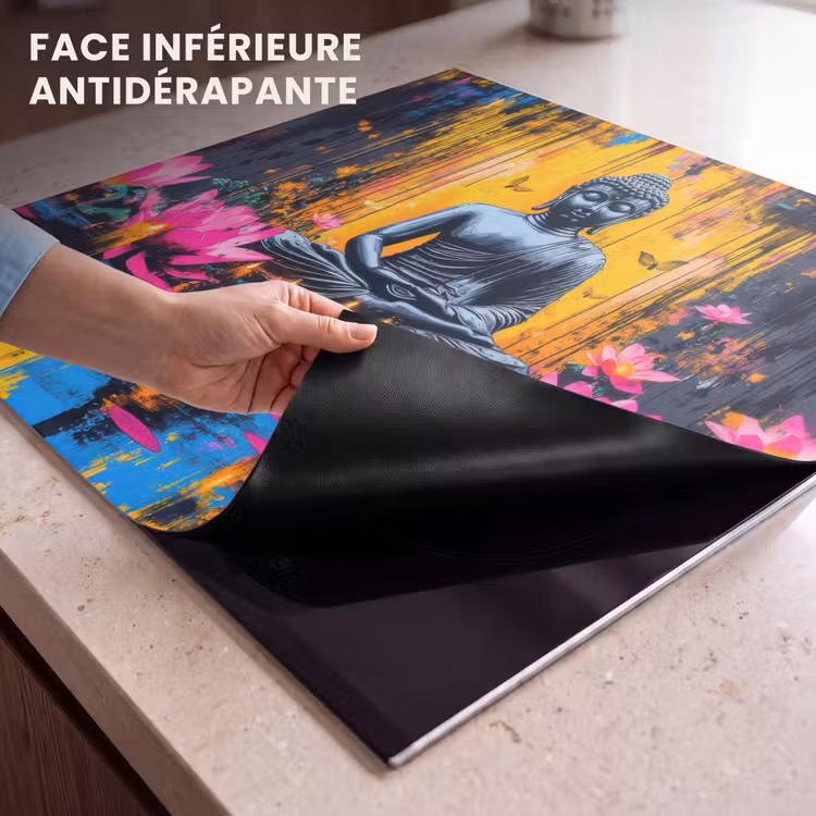 Protection plaque induction - Bouddha - Fleurs - Bougies - Jaune — 7
