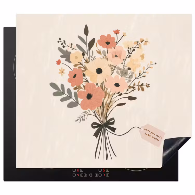 Protection plaque induction - Fleurs - Citation - Beige - Ruban — 1