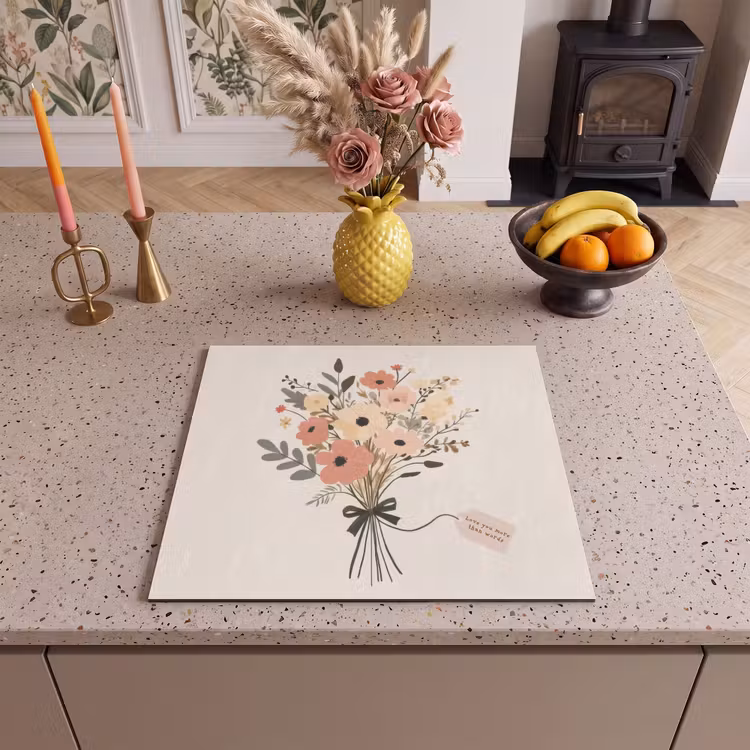Protection plaque induction - Fleurs - Citation - Beige - Ruban — 3