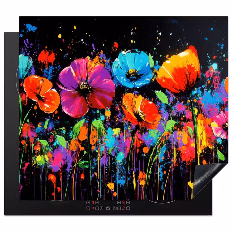 Protection plaque induction - Fleurs - colorées - éclaboussures — 1