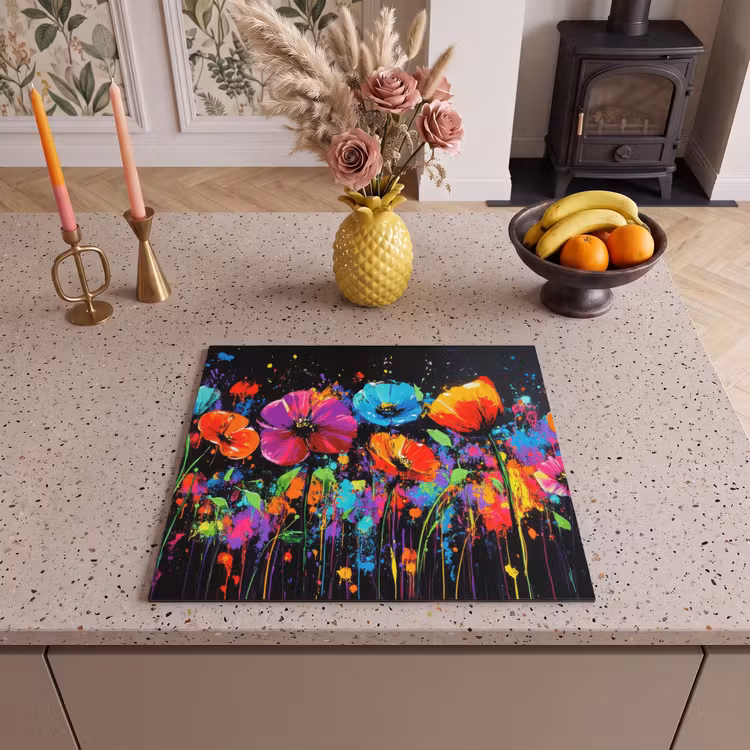 Protection plaque induction - Fleurs - colorées - éclaboussures — 3