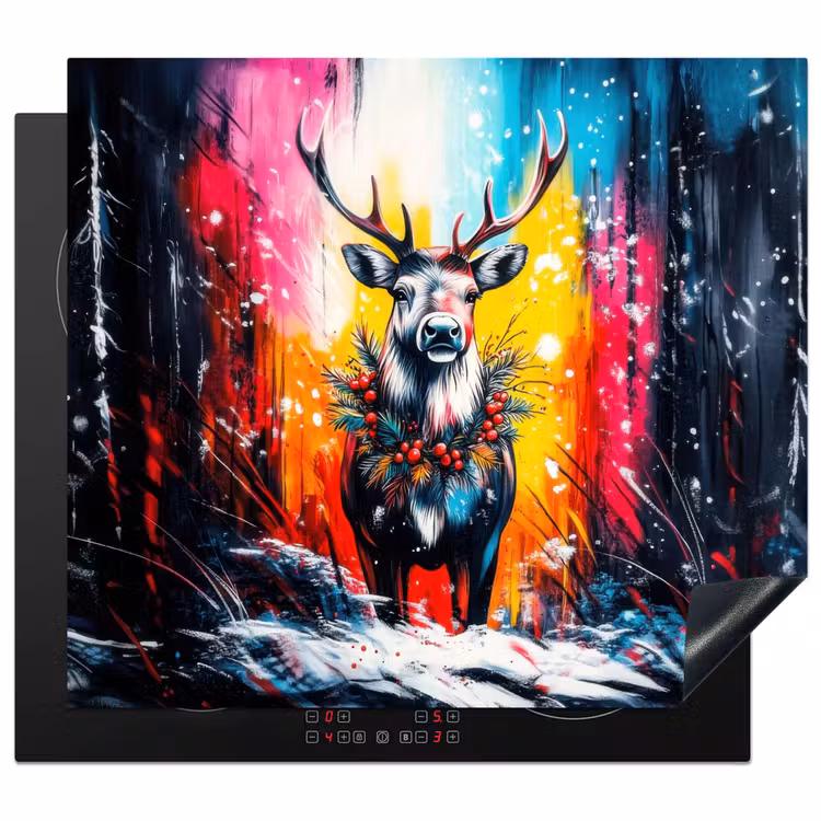 Protection plaque induction - Renne - Bois - Couronne - Coloré — 1