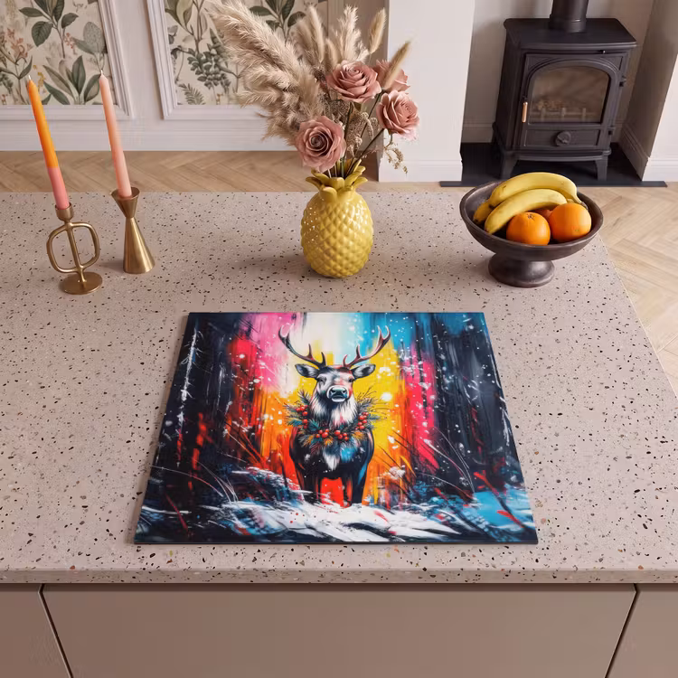 Protection plaque induction - Renne - Bois - Couronne - Coloré — 3