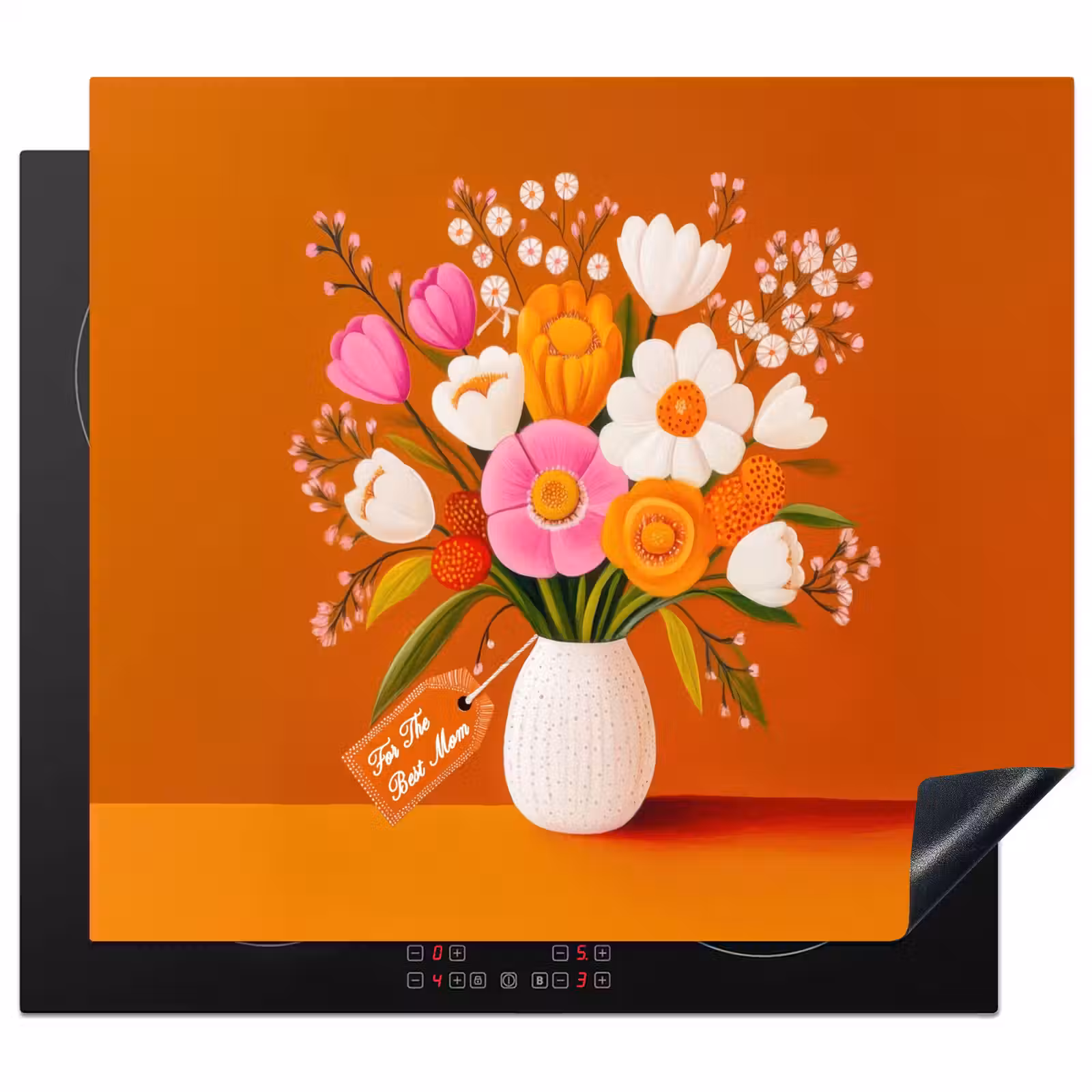 Protection plaque induction - Vase - Fleurs - Orange — 1