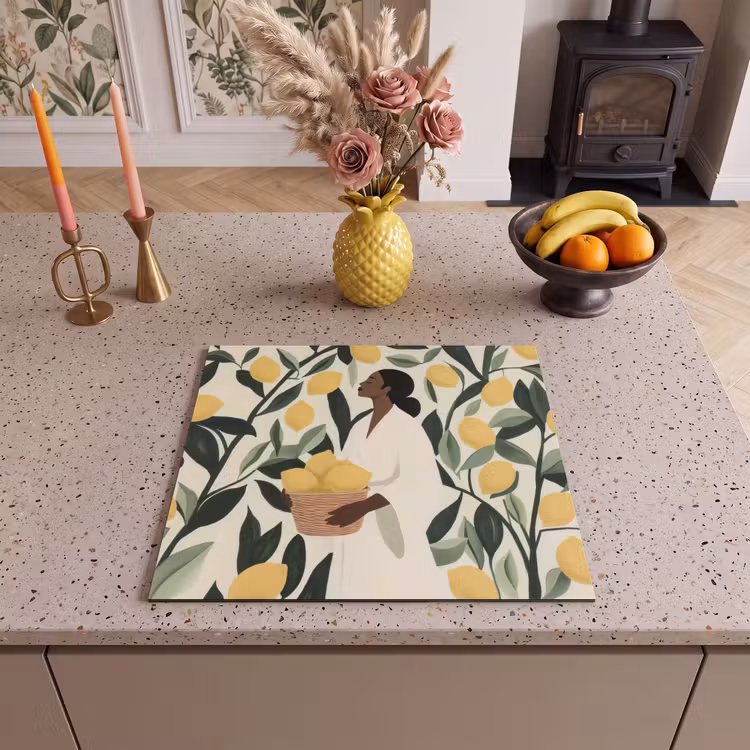 Protection plaque induction - Femme - Panier - Citrons - Feuilles — 3