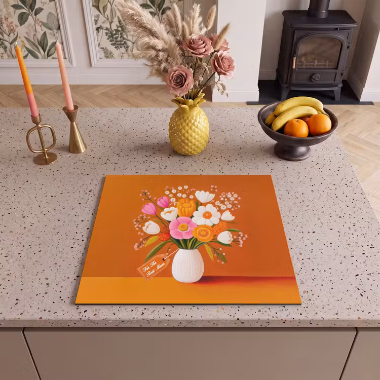 Protection plaque induction - Vase - Fleurs - Orange — 3