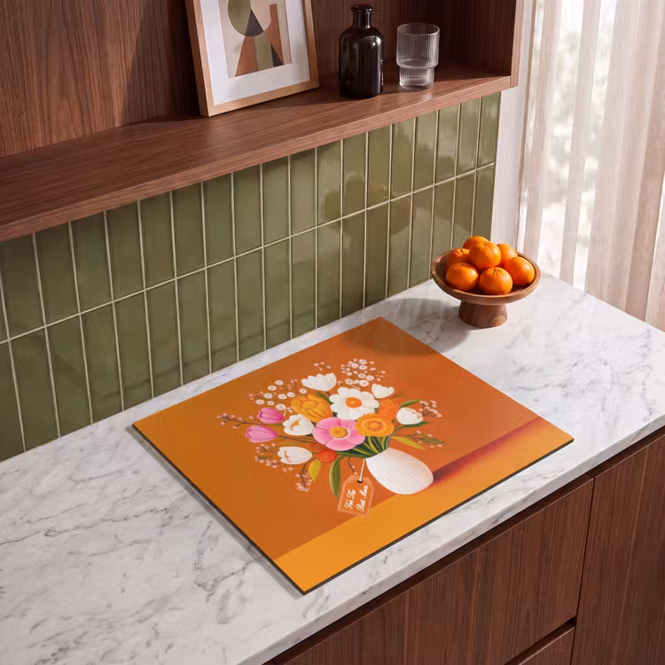 Protection plaque induction - Vase - Fleurs - Orange — 4