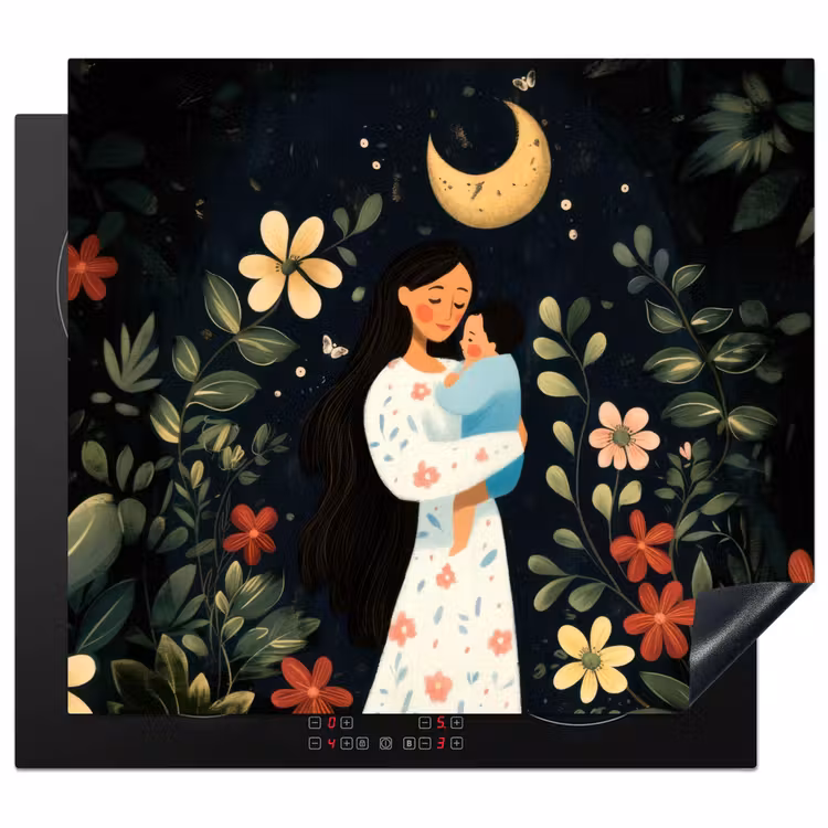 Protection plaque induction - Mère - Enfant - Coloré - Fleurs — 1