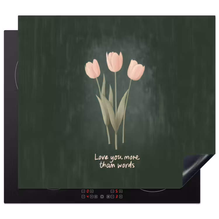 Protection plaque induction - Tulipes - Rose - Texte - Amour — 1