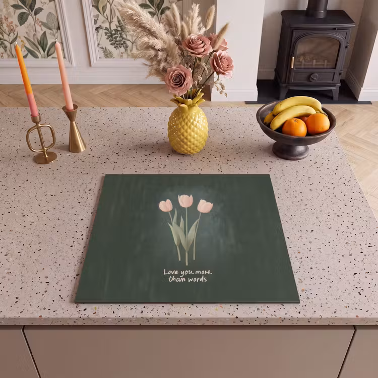 Protection plaque induction - Tulipes - Rose - Texte - Amour — 3