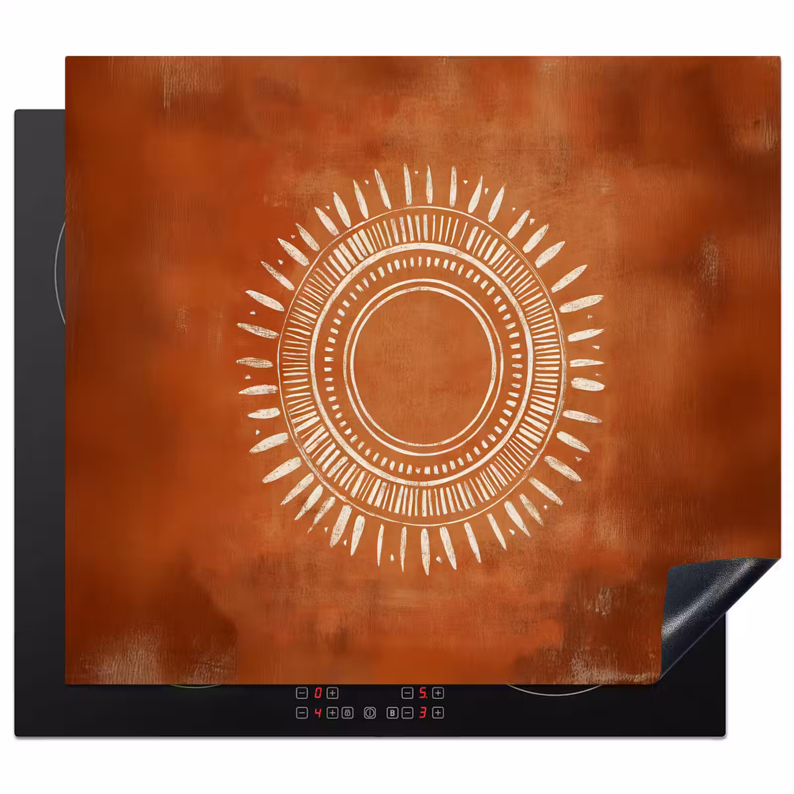 Protection plaque induction - Abstrait - Lignes - Rayons de soleil - Brun rougeâtre — 1