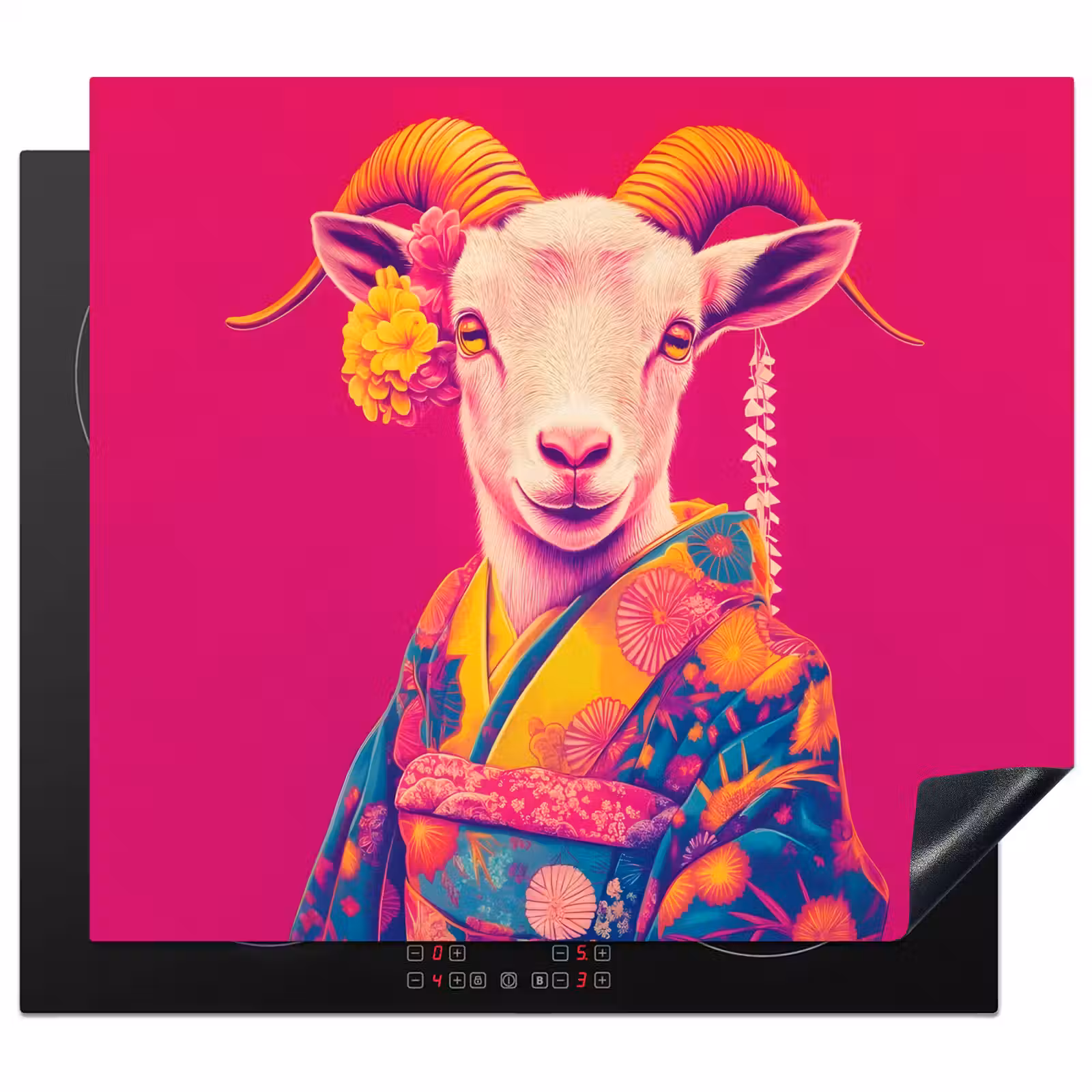Protection plaque induction - Chèvre - Cornes - Kimono - Coloré — 1