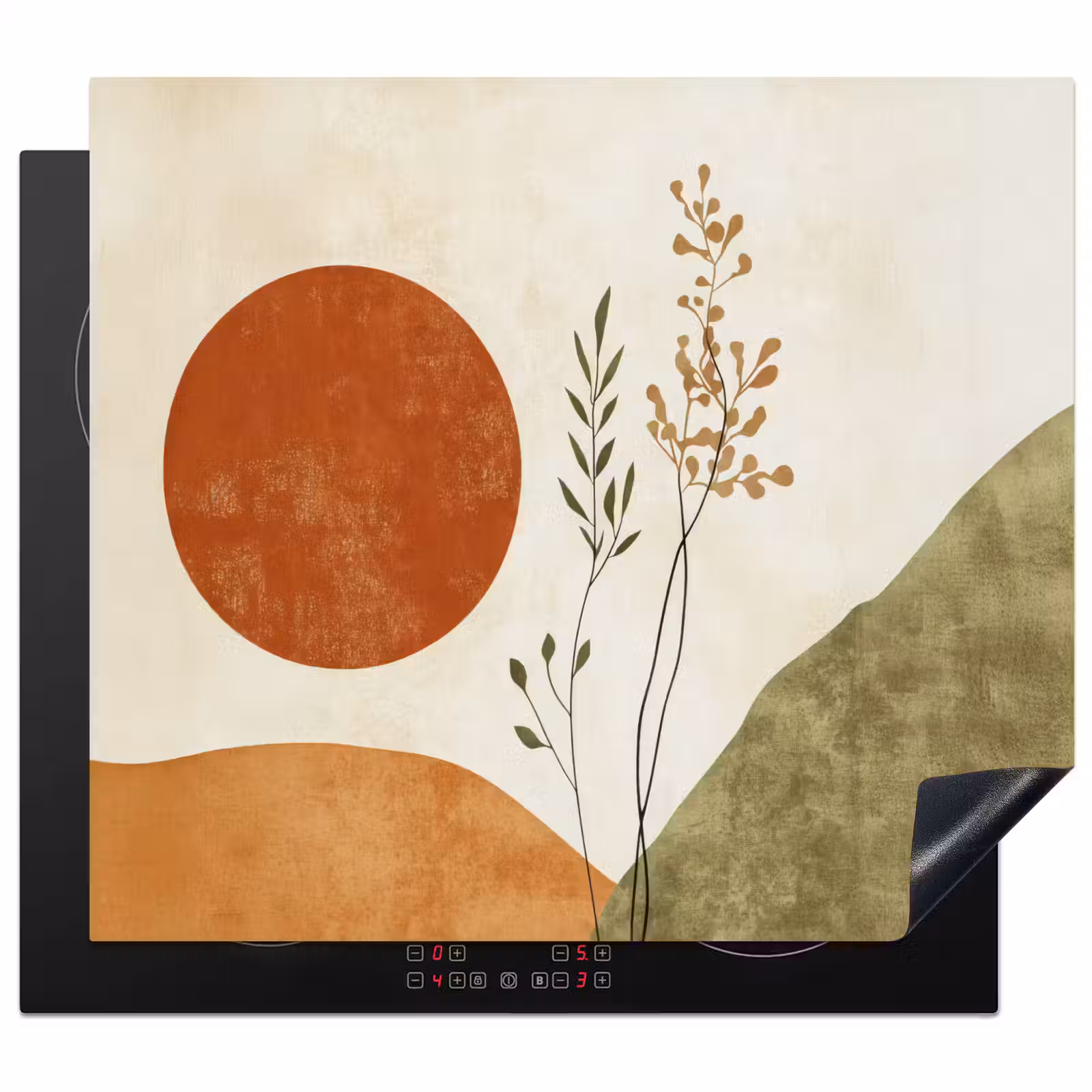 Protection plaque induction - Soleil - Abstrait - Branches - Orange — 1