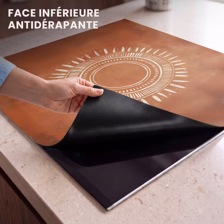Protection plaque induction - Abstrait - Lignes - Rayons de soleil - Brun rougeâtre — 7