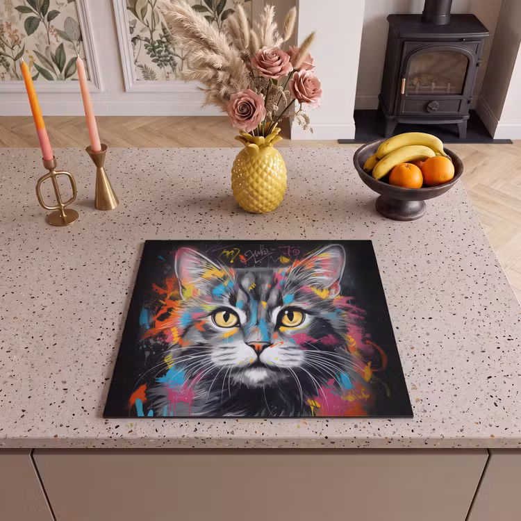 Protection plaque induction - Chat - Graffiti - Animaux - Couleurs - Gris — 3