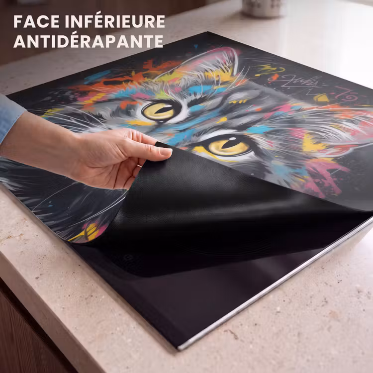 Protection plaque induction - Chat - Graffiti - Animaux - Couleurs - Gris — 7