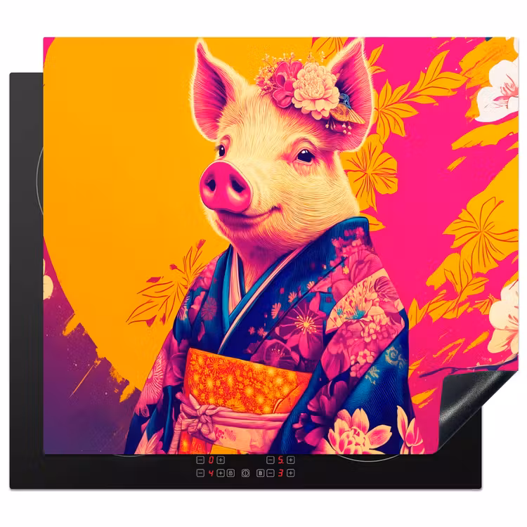 Protection plaque induction - Cochon - Couronne de fleurs - Kimono - Abstrait — 1