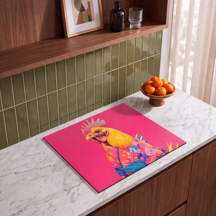 Protection plaque induction - Coq - Coloré - Kimono - Rose — 4