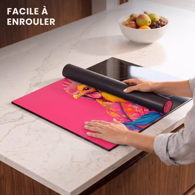 Protection plaque induction - Coq - Coloré - Kimono - Rose — 6