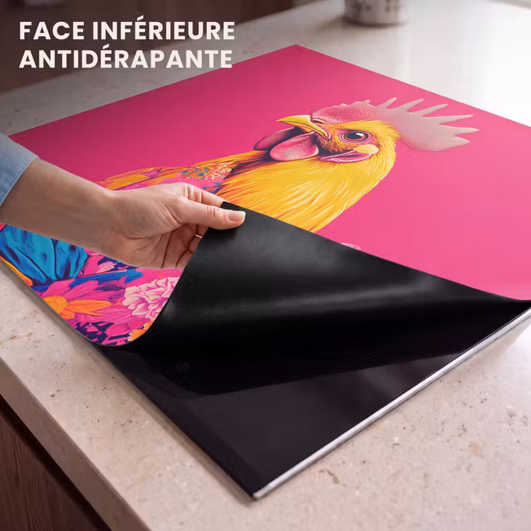 Protection plaque induction - Coq - Coloré - Kimono - Rose — 7