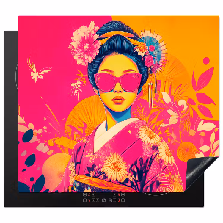 Protection plaque induction - Femme - Lunettes de soleil - Abstrait - Orange — 1
