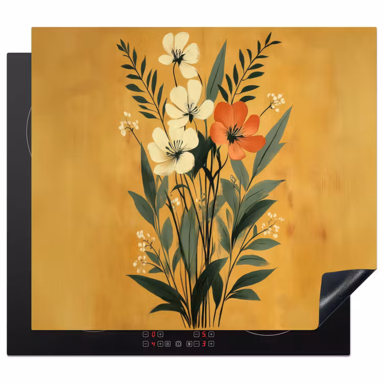 Protection plaque induction - Feuilles - Bouquet - Jaune — 1