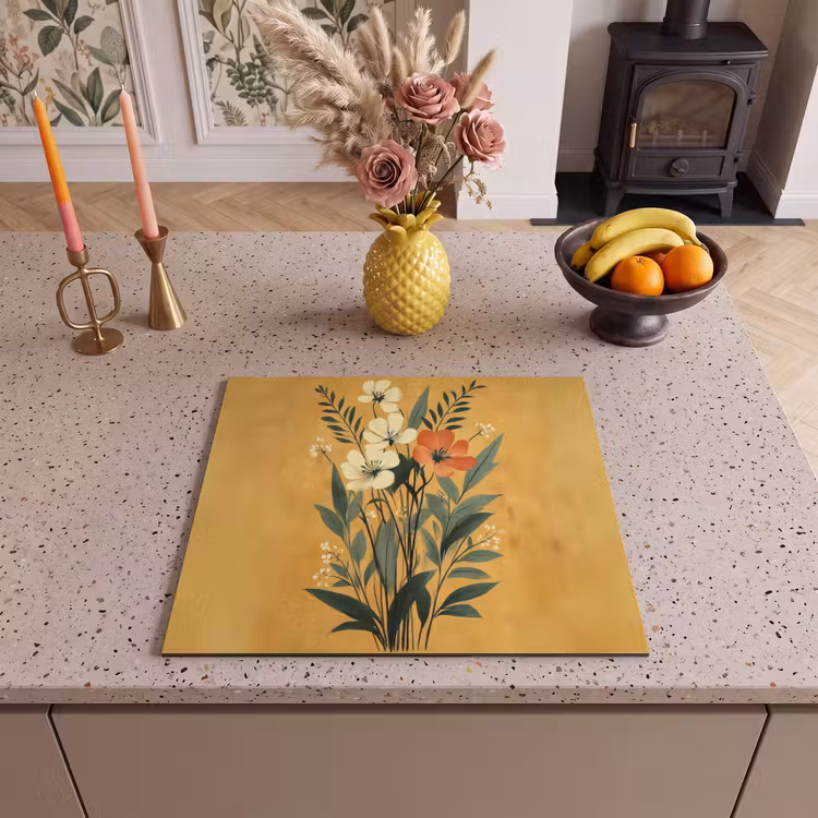 Protection plaque induction - Feuilles - Bouquet - Jaune — 3