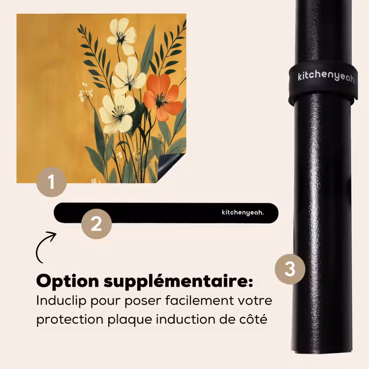 Protection plaque induction - Feuilles - Bouquet - Jaune — 8