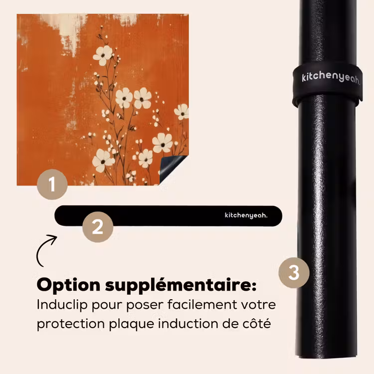 Protection plaque induction - Fleurs - Blanc - Subtil - Couleur rouille — 8