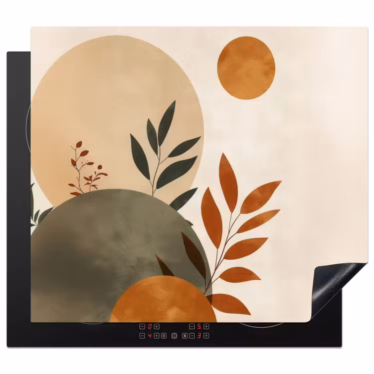Protection plaque induction - Formes - Rondes - Feuilles - Beige — 1
