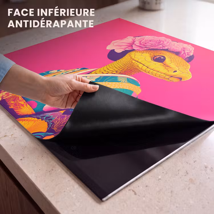 Protection plaque induction - Lézard - Fleurs - Rose - Kimono — 7
