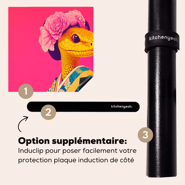 Protection plaque induction - Lézard - Fleurs - Rose - Kimono — 8