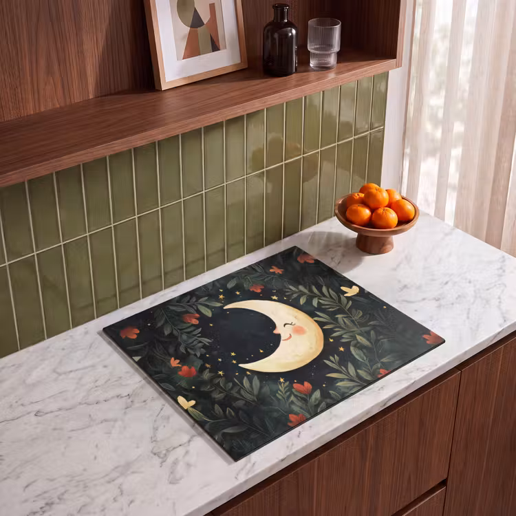 Protection plaque induction - Lune - Fleurs - Ciel nocturne — 4