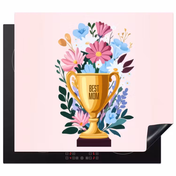 Protection plaque induction - Trophée - Meilleure Maman - Fleurs - Colorées — 1