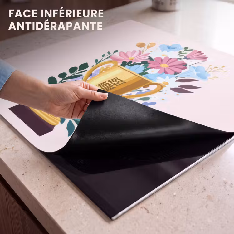 Protection plaque induction - Trophée - Meilleure Maman - Fleurs - Colorées — 7