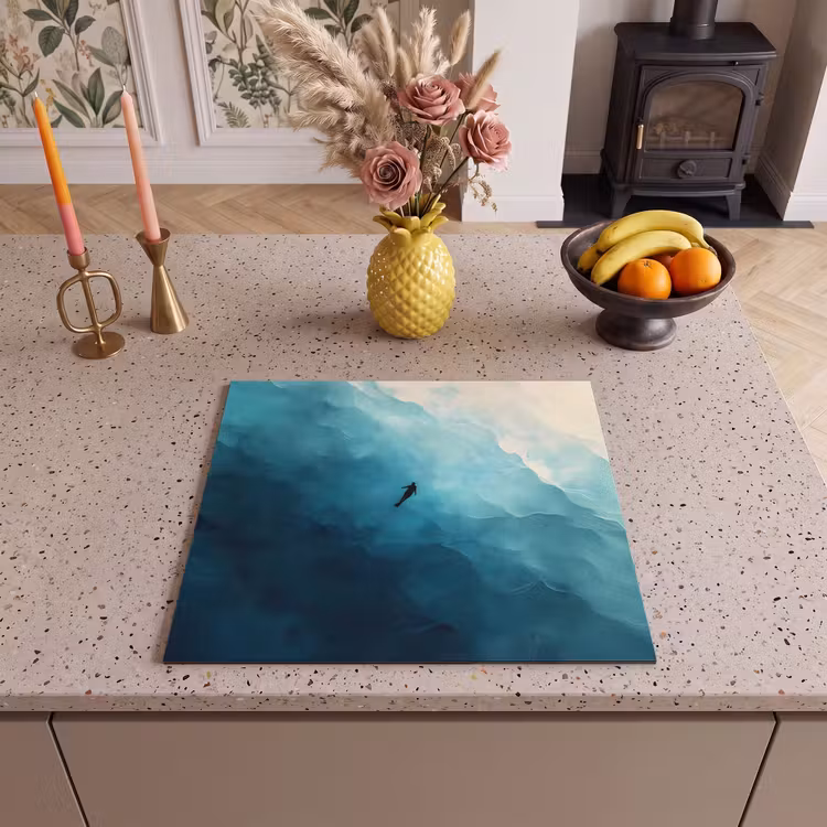 Protection plaque induction - Mer - Silhouette - Abstrait - Bleu — 3