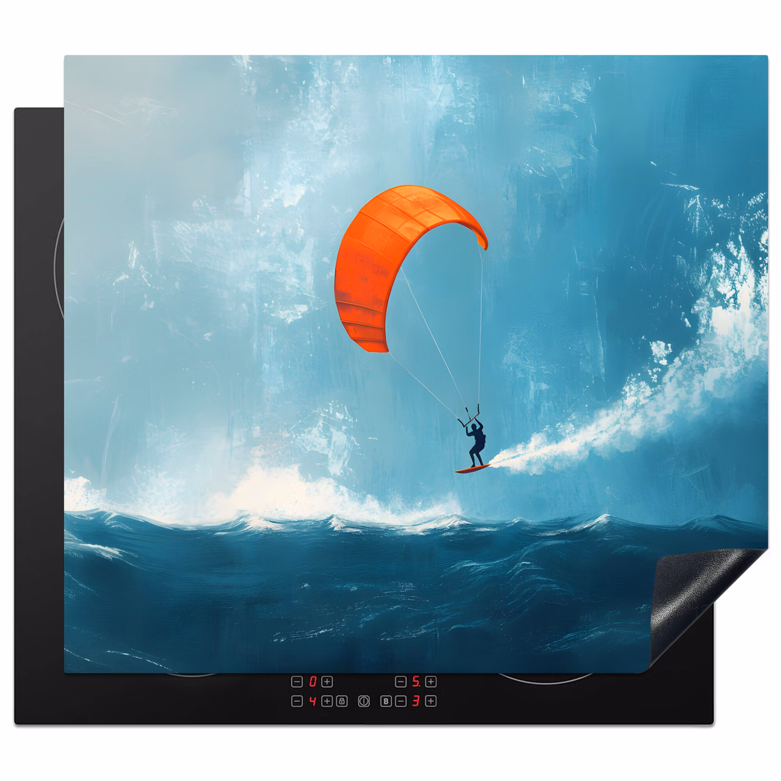 Protection plaque induction - Kitesurfer - Orange - Mer - Ciel — 1