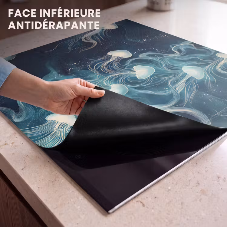 Protection plaque induction - Méduse - Mer - Blanc - Vagues — 7