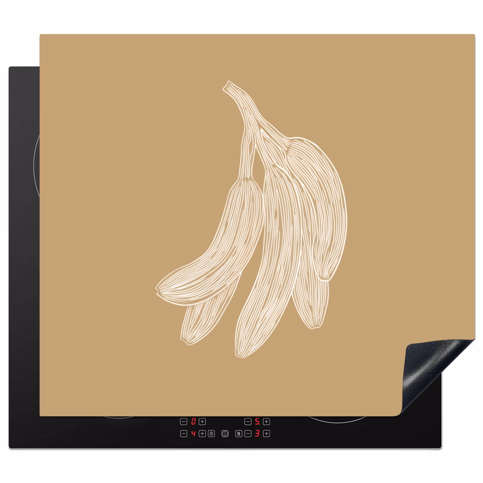 Protection plaque induction - Bananes - Beige - Dessin au trait - Minimaliste — 1