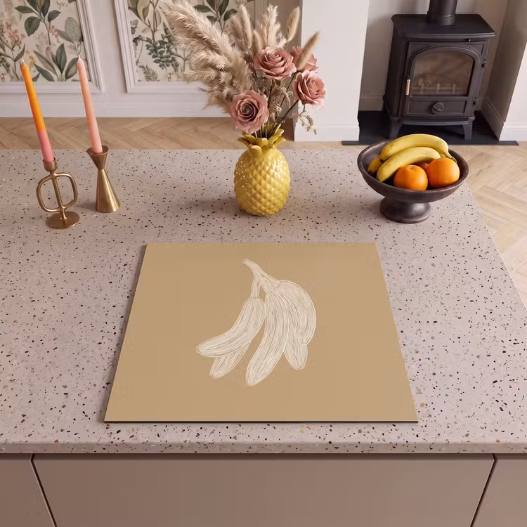 Protection plaque induction - Bananes - Beige - Dessin au trait - Minimaliste — 3