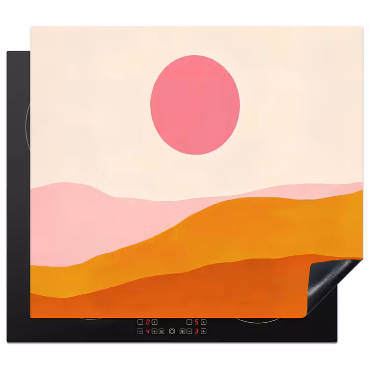 Protection plaque induction - Soleil - Collines - Abstrait - Rose — 1