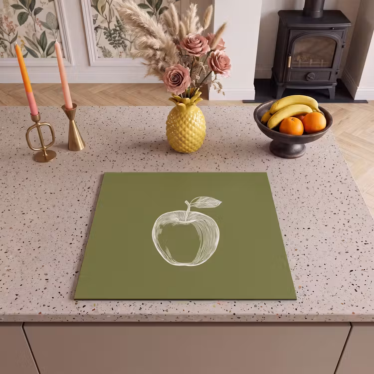 Protection plaque induction - Dessin au trait - Pomme - Vert olive - Feuille — 3