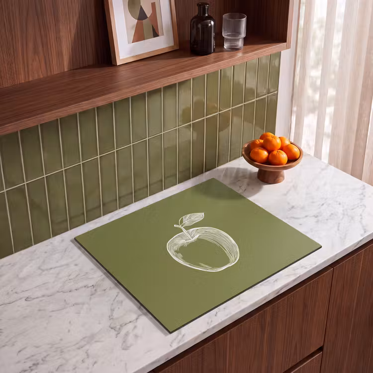 Protection plaque induction - Dessin au trait - Pomme - Vert olive - Feuille — 4