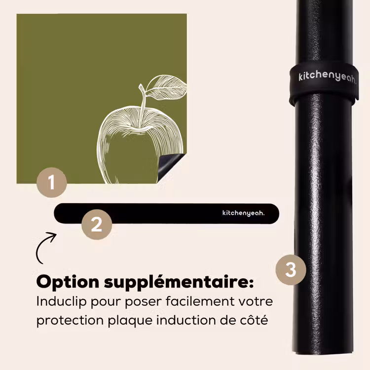 Protection plaque induction - Dessin au trait - Pomme - Vert olive - Feuille — 8