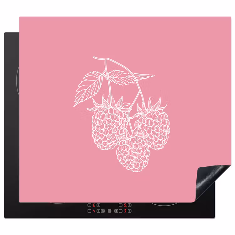 Protection plaque induction - Framboises - Tige - Dessinée - Rose — 1
