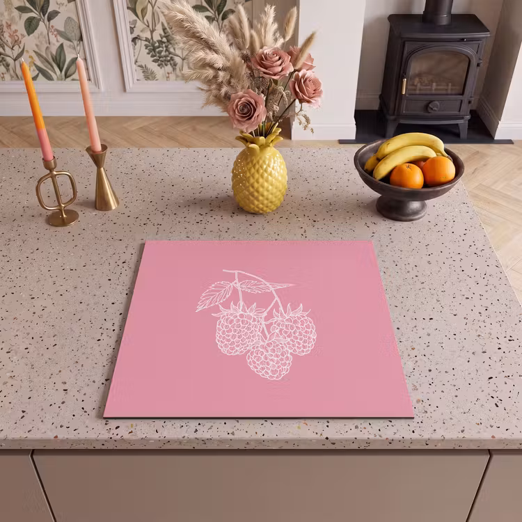 Protection plaque induction - Framboises - Tige - Dessinée - Rose — 3