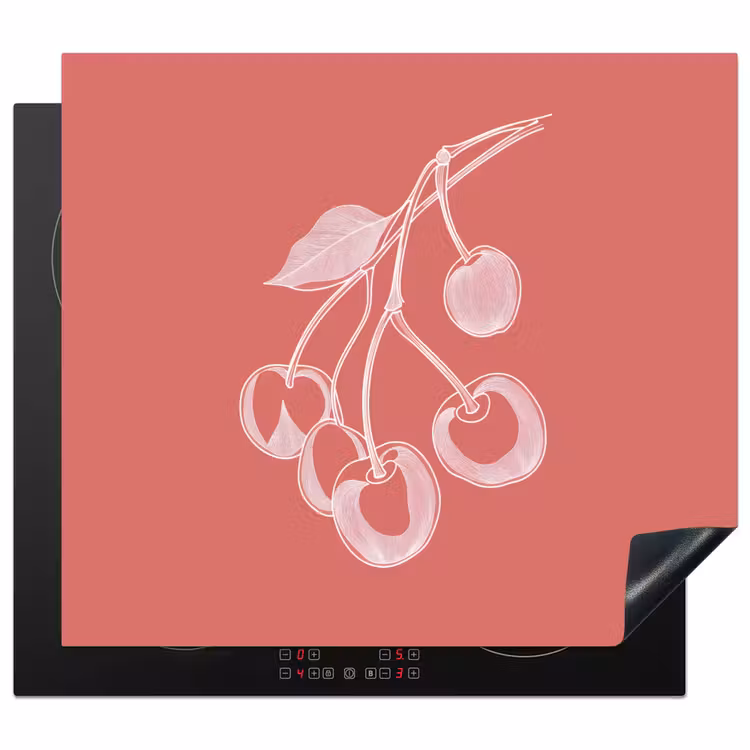 Protection plaque induction - Illustration de ligne - Cerisier - Branche - Blanc — 1