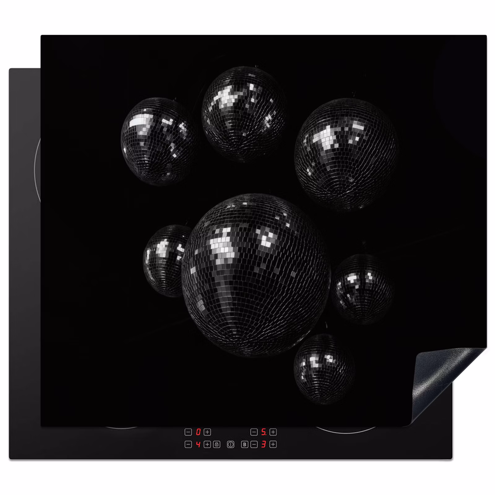 Protection plaque induction - Boules de discothèque - Minimaliste - Noir — 1